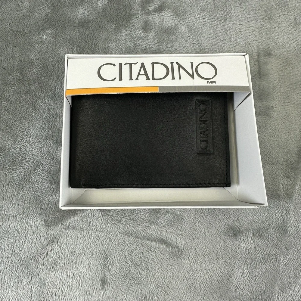 Citadino Leather Wallet Men's Black Trifold New In Box